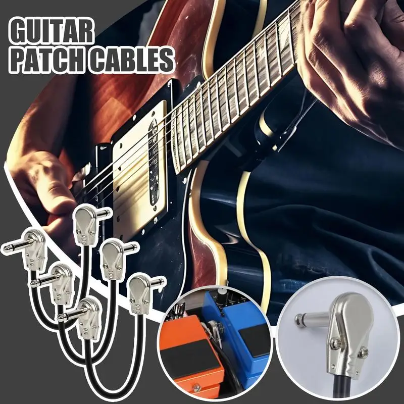 Guitar Pedal Cables 6 Inch Professional Guitar Patch Cables 6 Inch Stage Instrument Right Angle Stereo Cord For Maximize