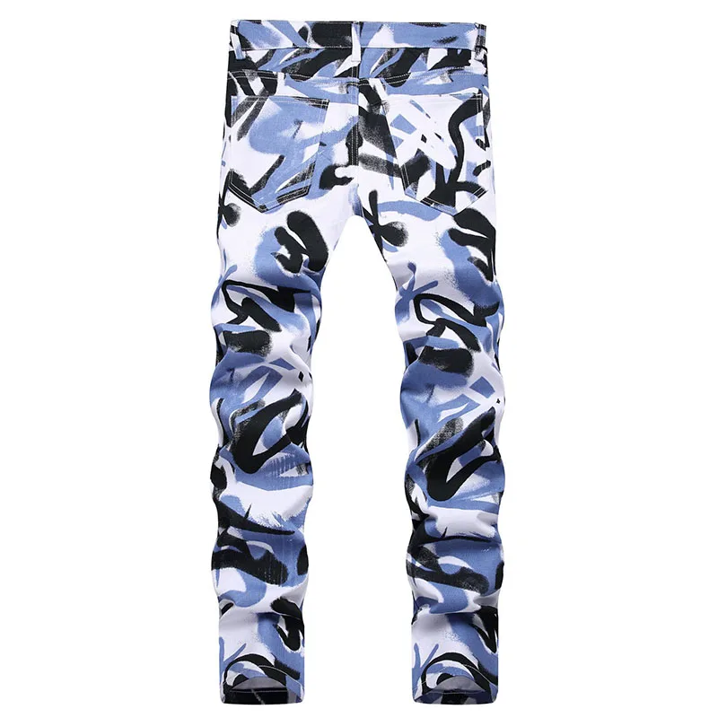2023 Fashion Men Jeans Spring White 3D Digital Painted Pantalon Hombre Designer Mens Denim Pants Skinny Streetwear Hip Hop Jeans