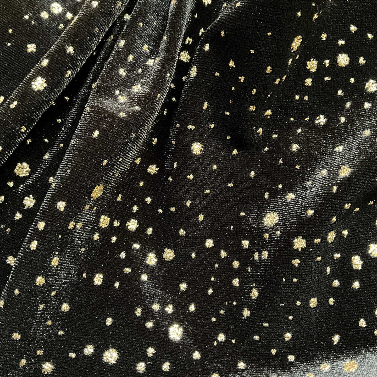 Sternenhimmel Goldfolierter Schwarzer Stretch-Samtstoff Luxuriöser Glitzer-Sternen-Stoff zum Nähen DIY Kleid Vorhang Polsterstoff – Detail 4