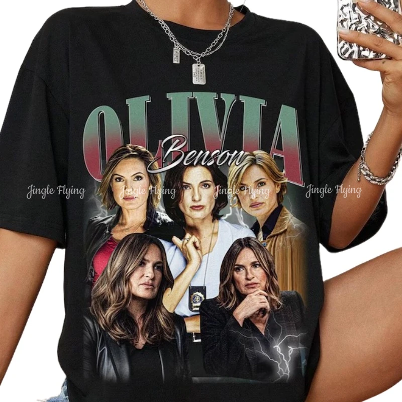 Olivia Benson Tshirt Mariska Hargitay Tees Elliot Stabler Law And Order Svu Retro 90s Vintage Unise Shirt