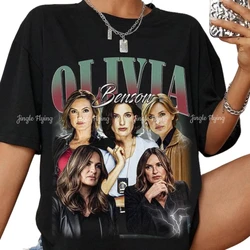 Olivia Benson Tshirt Mariska Hargitay Tees elliott Stabler Law And Order Svu Retro anni '90 Vintage Unise Shirt