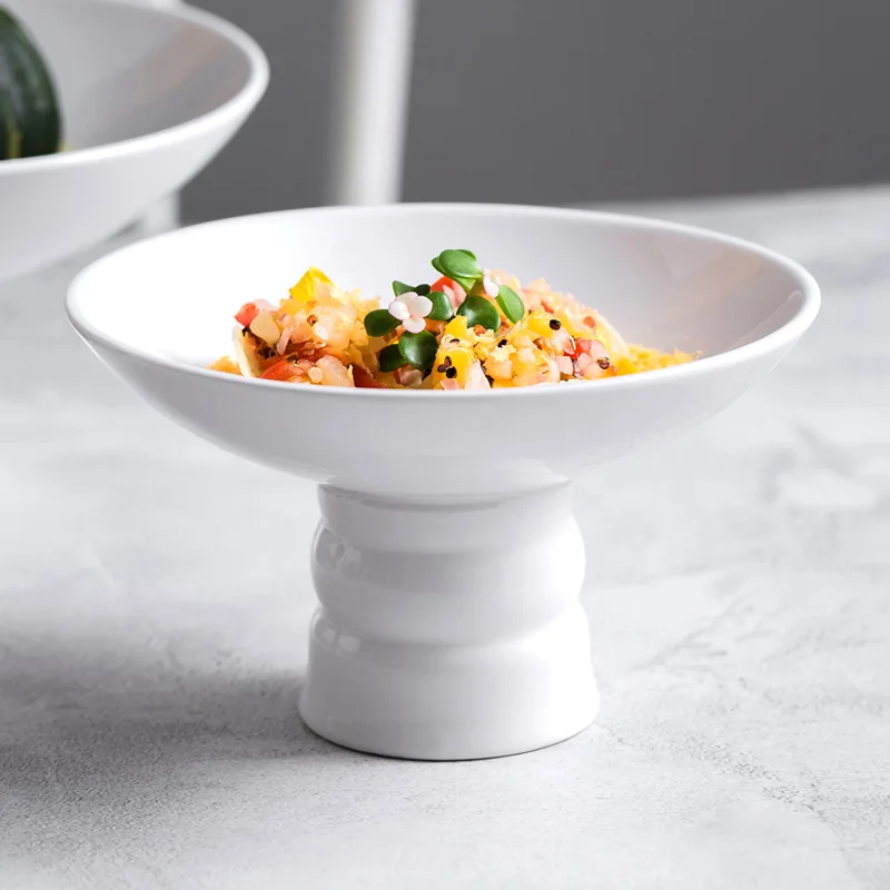 Small dish plate commercial creative features ceramic high-end restaurant home white tableware saucer tall tea tray