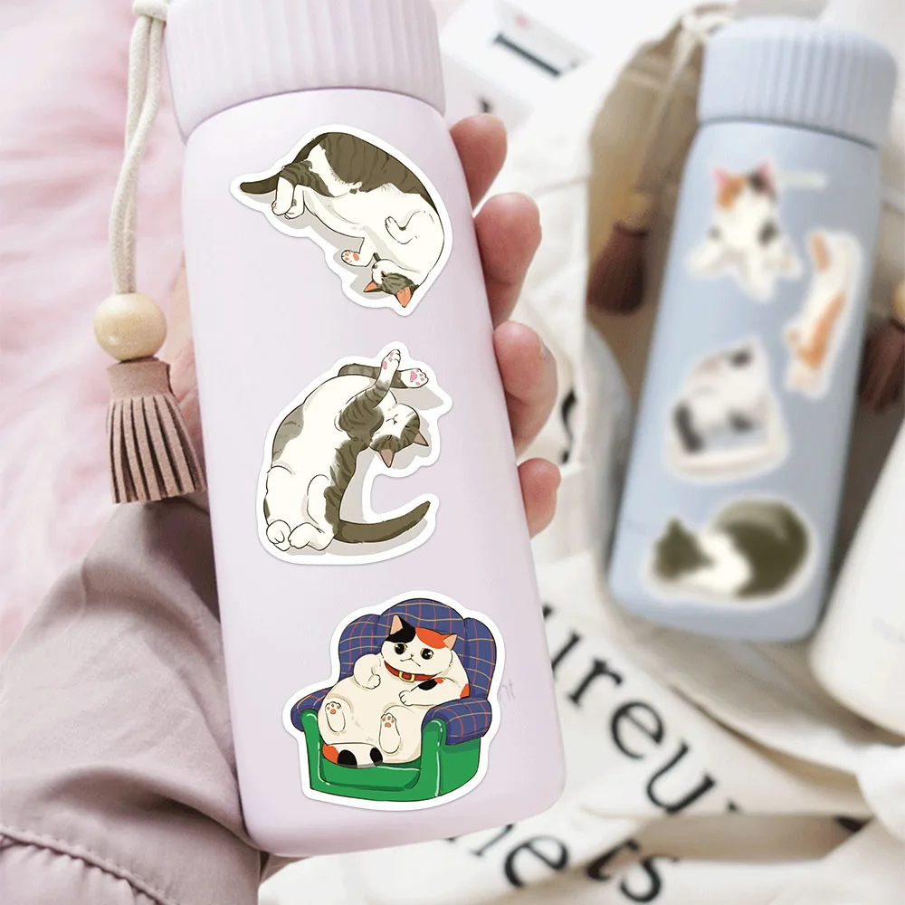 50PCS Lethargic Kitty Stickers Cute Cartoon Animals Decals For Luggage Notebooks Phone Case Skateboard Stickers DIY Cartoon Toy