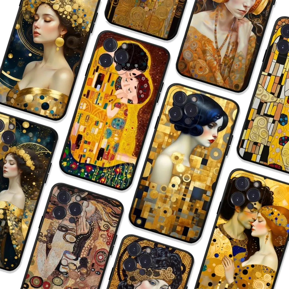 Kiss Gustav Klimt Phone Case For iPhone 15 14 11 12 13 Mini Pro XS Max Cover 6 7 8 Plus X XR SE 2020 Funda Shell