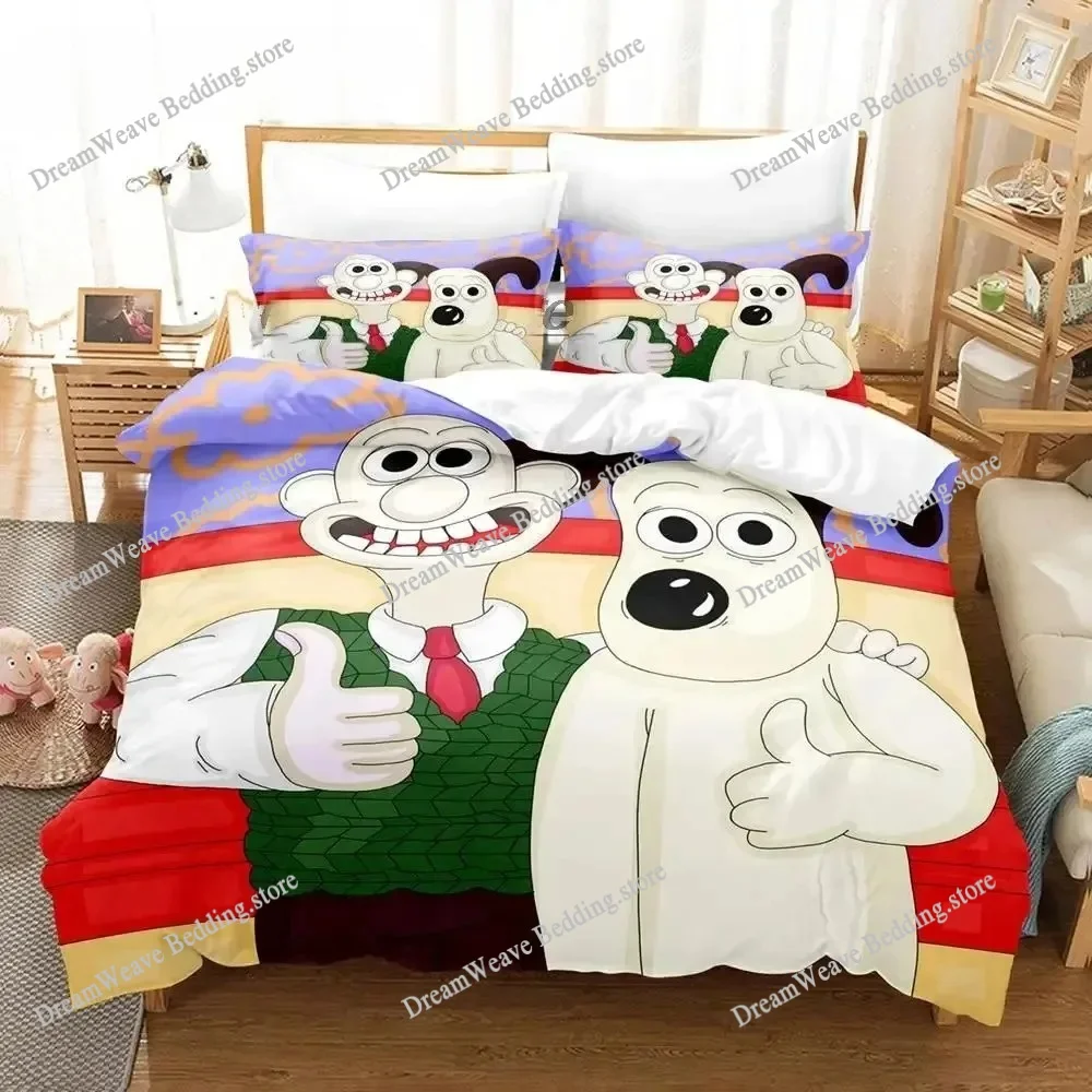 

Wallace&Gromit Duvet Cover Pillowcase Bedding Set Adult Boy Girl Bedroom Decoration Children Gift Single Double Large Size