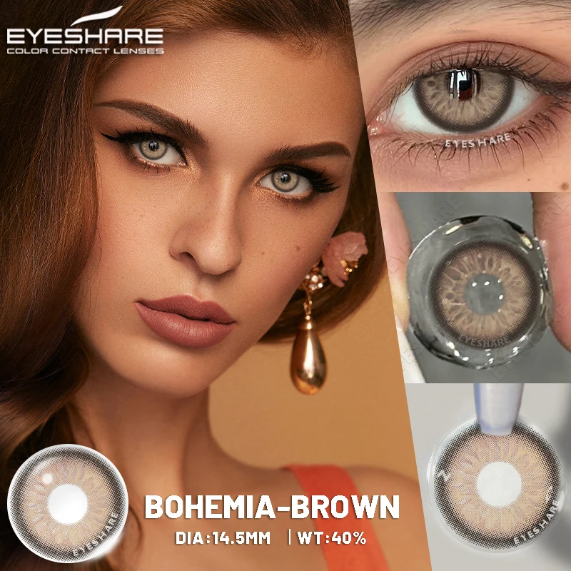 EYESHARE 1Pair Color Lenses Colored Contact Lenses New Brown Lens Blue Eye Contacts Green Lenses Cosmetic Gray Eye Lens Yearly