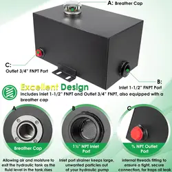 5 galonowy stalowy zbiornik zbiornik płynu hydraulicznego o średnicy 14 cm z wlotem 1-1/2 