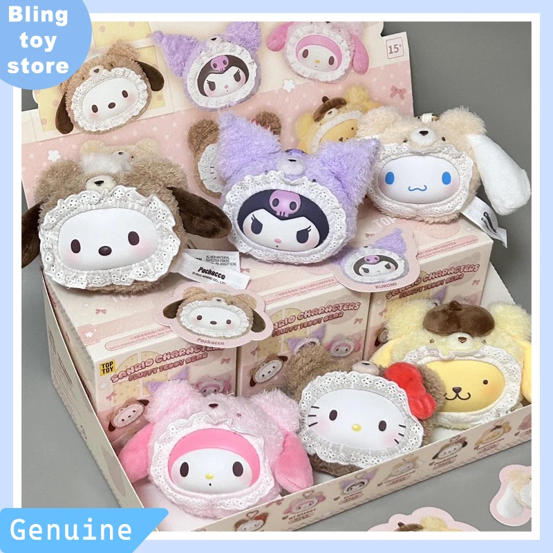 

Подлинные персонажи Sanrio, пушистый плюшевый мишка серии, слепая коробка, коллекция Hello Kitty Kuromi, виниловый кулон, украшение для рабочего стола, подарок