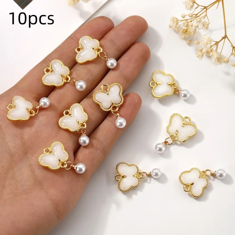 10pcs Colorful Enamel Butterfly Charms Alloy Imitation Pearl Pendants for DIY Jewelry Making Accessories ﻿ - view 6