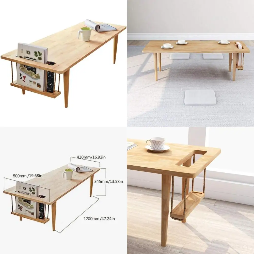 

Современный компактный поворотный столик середины века: низкий стол из массива дерева в японском стиле с местом для хранения кофе или чая