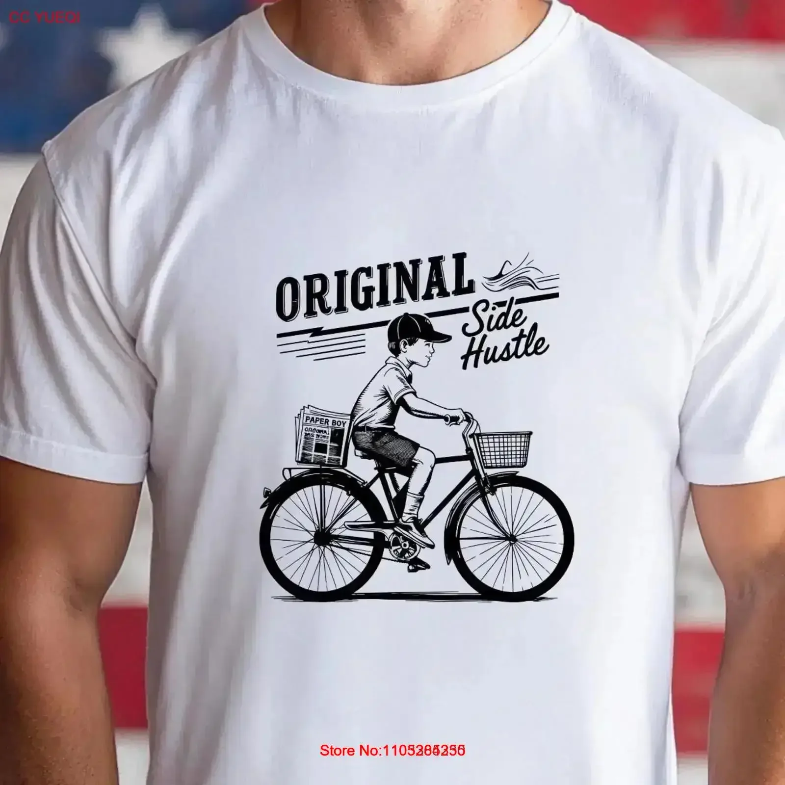 Original Side Hustle Paperboy T Shirt Funny Vintage Newspaper Delivery Retro Hustler for Entrepreneurs Gig Workers bicycle