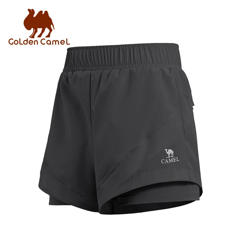 GOLDEN CAMEL Running Shorts Women Yoga Pants Fake 2pcs Sports Gym Shorts Quick-Dry Fitness Breathable Workout Shorts for Women