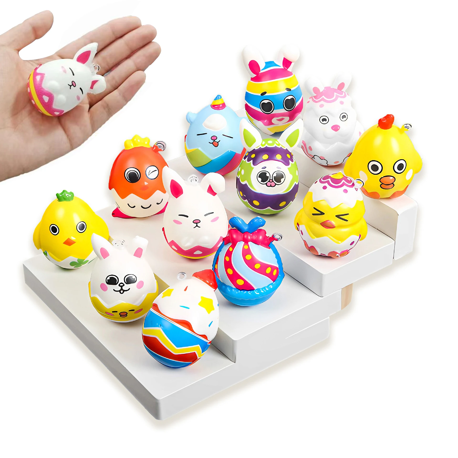 6pcs/bag Cute Easter Bunny Eggs Stress Sensory Toys Easter Party Favor Kids Gifts Rewards Egg Basket Stuffer Goodies Fillers