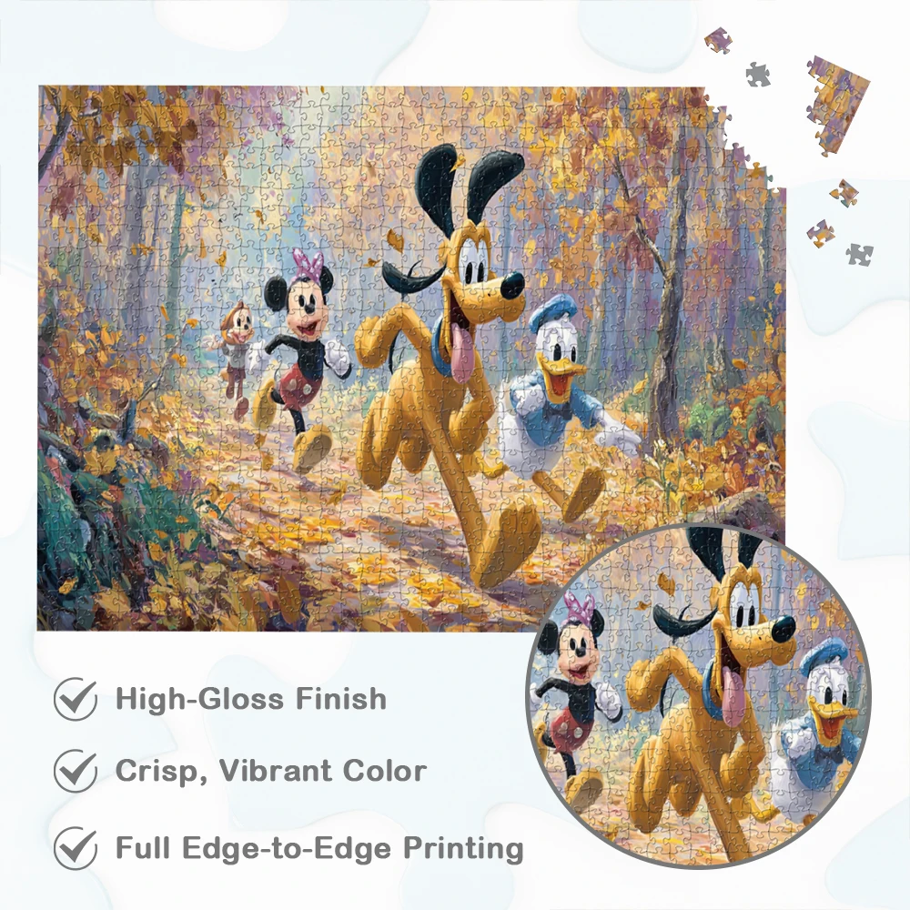 Plutone Topolino e gli amici Puzzle in legno Disney Cartoon Jigsaw Puzzle Croccante Foglie Famiglia Grande gioco di puzzle Giocattoli Regalo