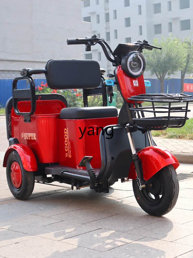 Yjq Leisure Electric Tricycle Home Pick-up Children Adult Riding 3-Seat Small Electric Car