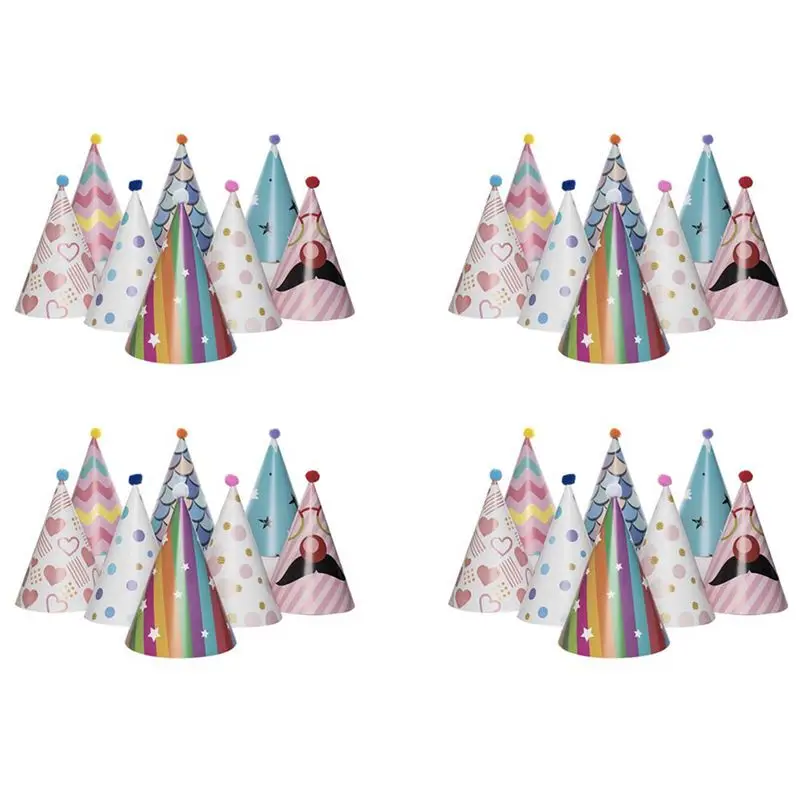 

ABWR-32 шт. бумажные конусные шапочки с золотой фольгой для празднования дня рождения, для взрослых и детей, украшение для вечеринки