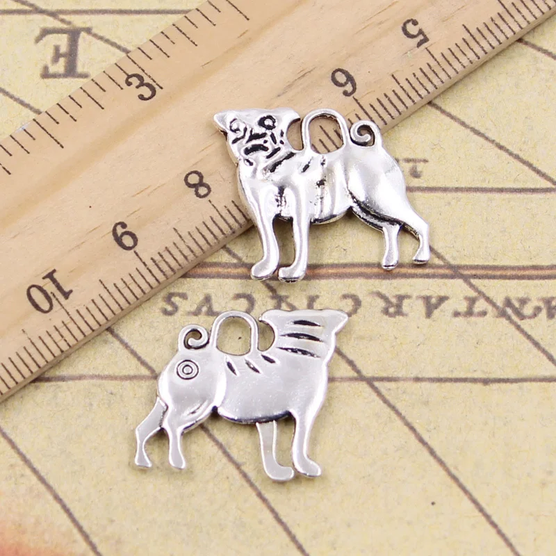 

20pcs Charms Dog Pug 20x22mm Tibetan Silver Color Pendants Antique Jewelry Making DIY Handmade Craft