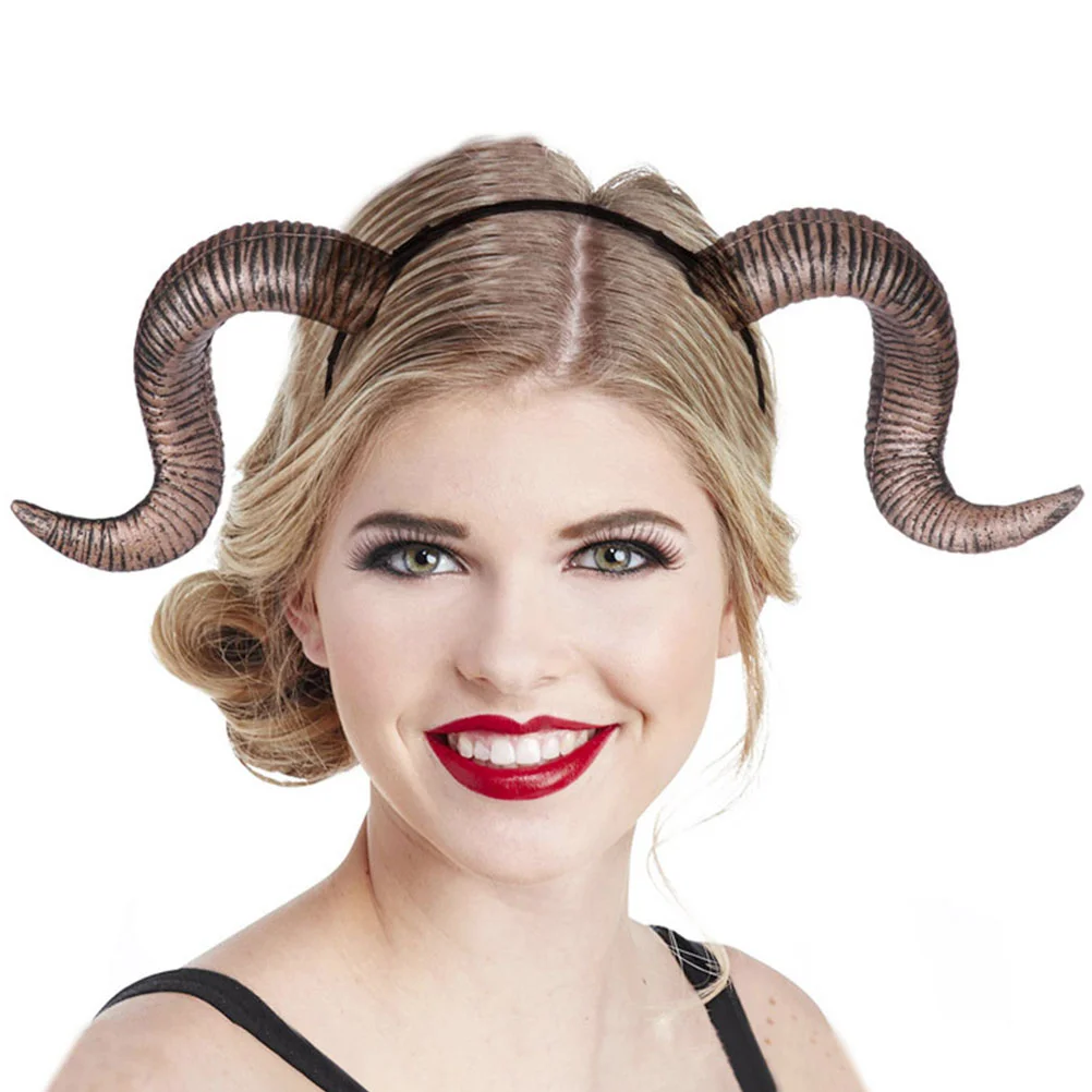 

2 Pcs Halloween Headband Costumes Cosplay Headdress Decoration Hair Trumpet Ram Headpiece Pu Foaming Man