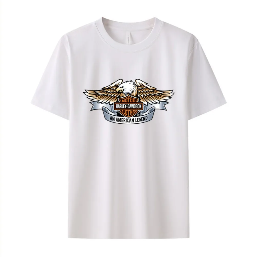 Harley Davidson Sommer-Motorrad-T-Shirt mit kurzen Ärmeln für Herren, Baumwolle, bedrucktes Muster, Damen-T-Shirt für Outdoor-Sport, belüftet, Fitness-Tops