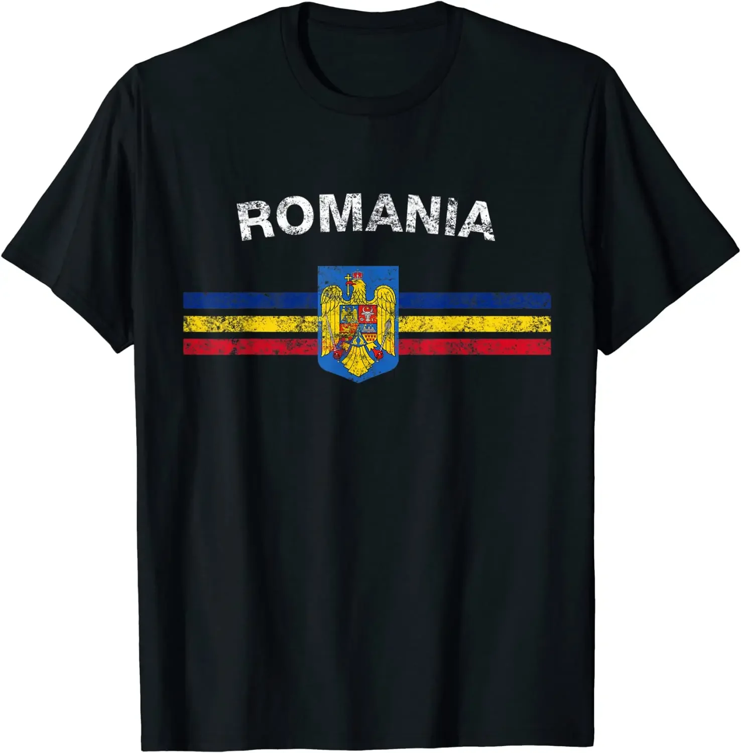 

Romanian Emblem & Romania Flag Men T-Shirt Short Sleeve Casual Cotton O-Neck Summer Shirt