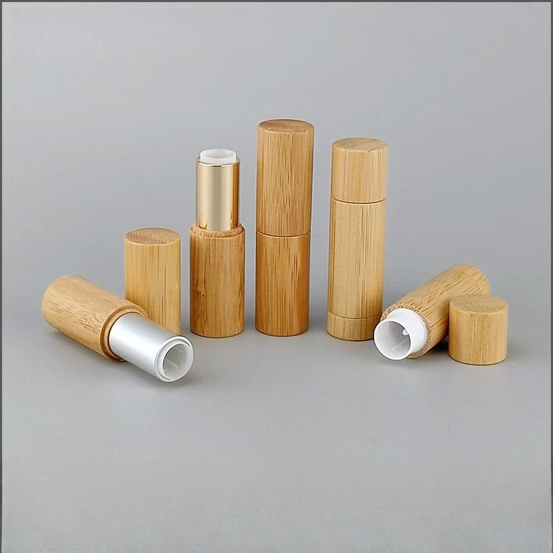 10/30/50/100pcs 5g Lipgloss Tube Bamboo Mouth Wax Tubes Wood Cosmetics Lipstick Packaging