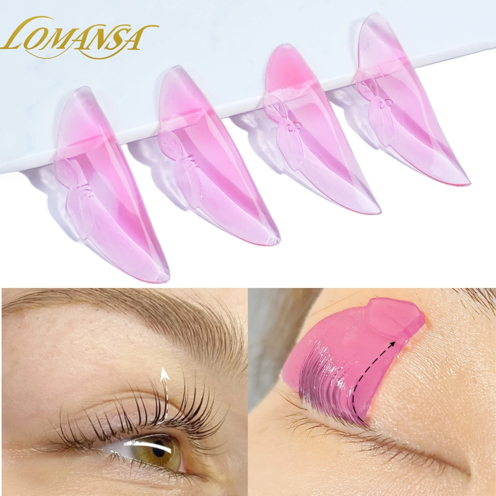 Lomansa 2 pares de almohadillas para suavizar pestañas, almohadillas de silicona para permanente de pestañas, varillas para pestañas, escudo, accesorios para levantar pestañas, herramientas de maquillaje