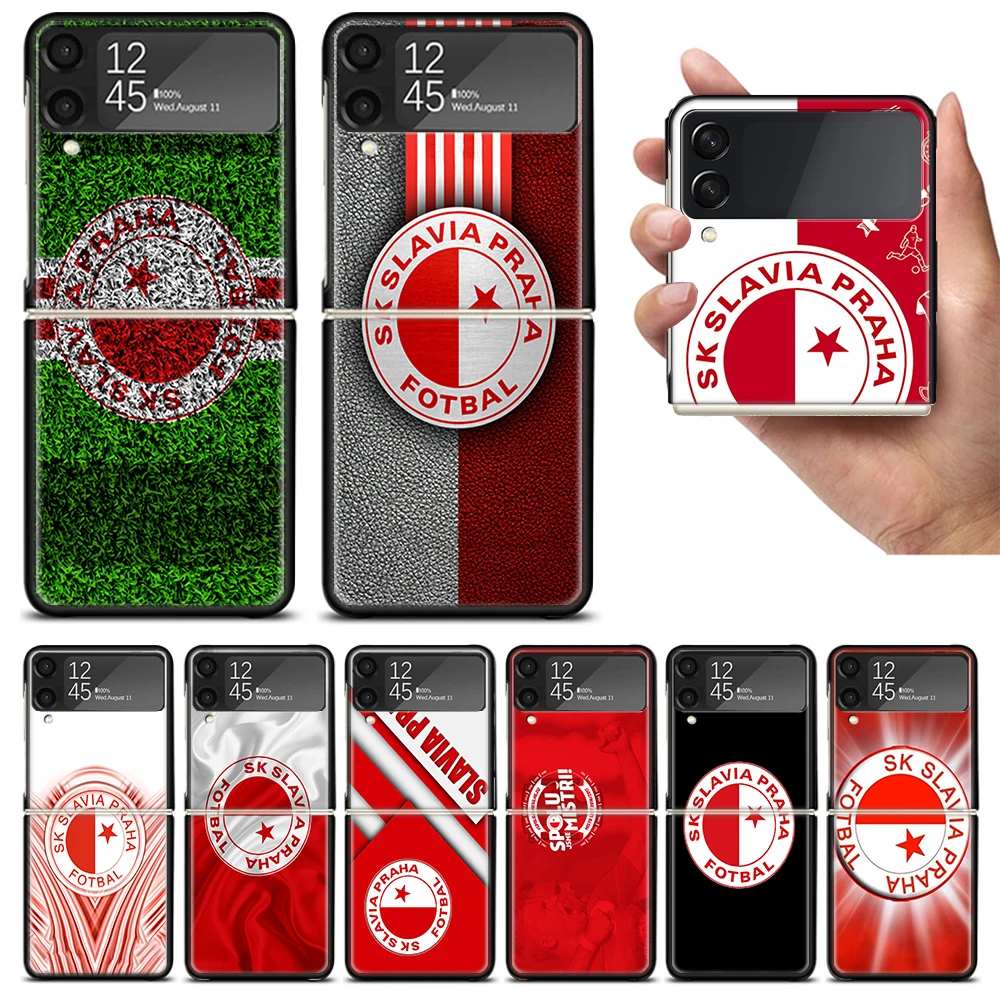 Sk Slavia Praha Czech Republic Zflip4 Zflip5 Phone Case For Samsung Z Flip3 Flip4 Flip5 5G zFlip 4 5 Cover Cellphone Shell Caso