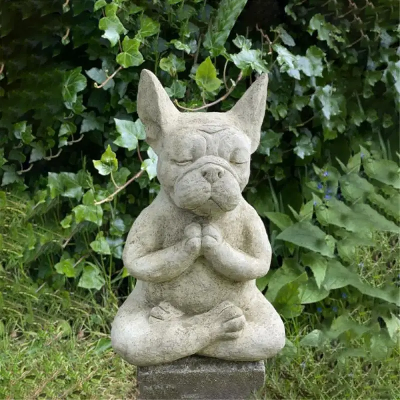 Resina Bulldog Escultura, Yoga Pose, Resistente Estátua Do Cão, Impermeável, Meditação, Decoração Do Jardim