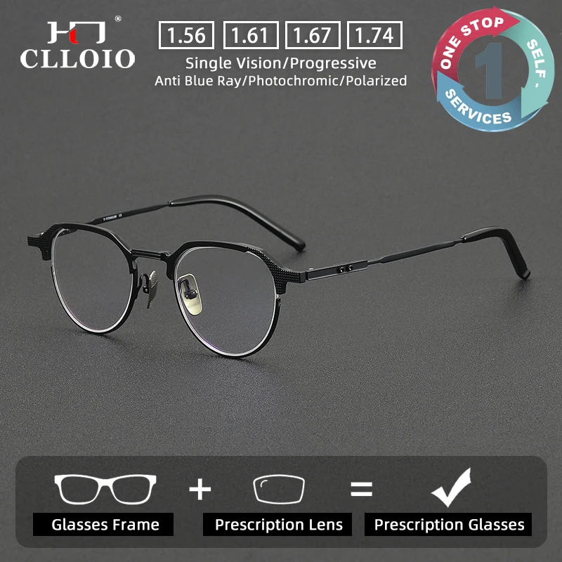 

CLLOIO Fashion Pure Titanium Anti Blue Light Glasses Retro Business Men's Reading Glasses Prescription Progressive Glasses S-03T
