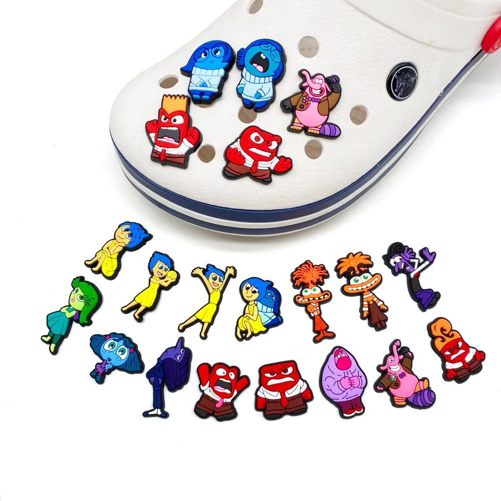 Disney Inside Out Shoe Charms pour enfants, sabots de bricolage, sandale, bracelet, décoration de chaussures de dessin animé, accessoires de construction, cadeaux, 1-20 pièces