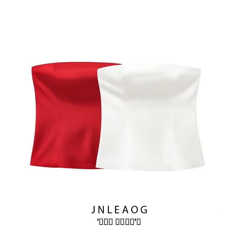 エレシルクサテンツートーンレディースクロップトップ春新作スレJNLEAOGハイウエストワークウェアドクサマーファイオンレディース服