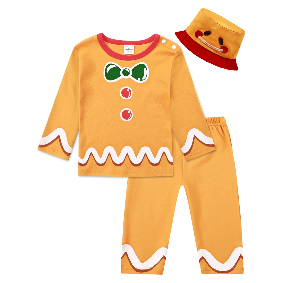Baby Christmas Clothing Set Boys Girls Gingerbread Man Cosplay Clothes Infant Cotton Novelty Outfit 12 Months-3T