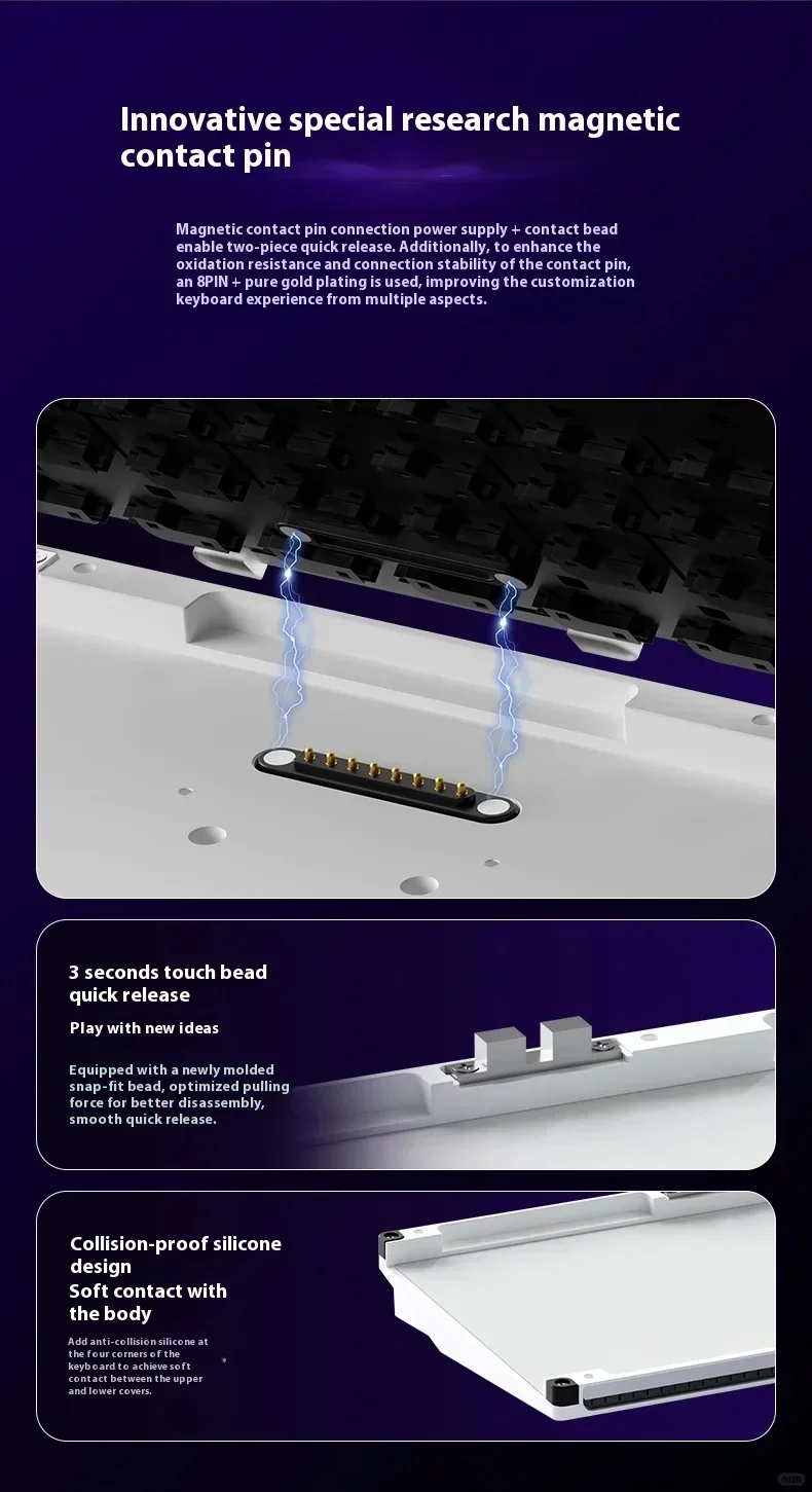 WEIKAV NUT65 Mechanical Keyboard Kit Tri Mode Wireless Keyboard Aluminium Alloy Gasket RGB QMK/VIA Keyboard 5 PC Accessories