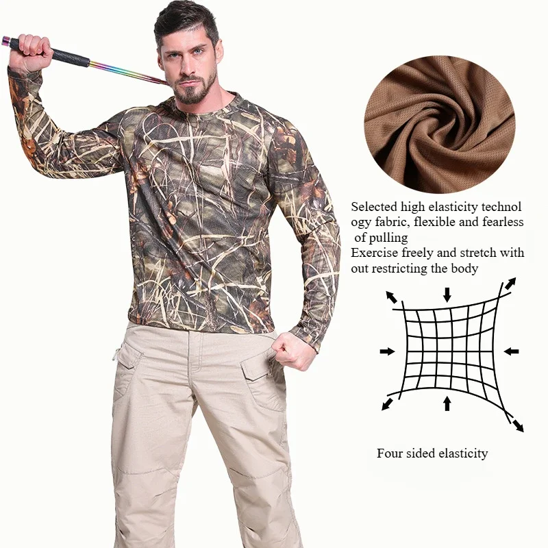Summer New Outdoor Tactical Clothing Slim Fit Breathable Cycling Training Suit Camouflage Long Sleeved Quick Drying