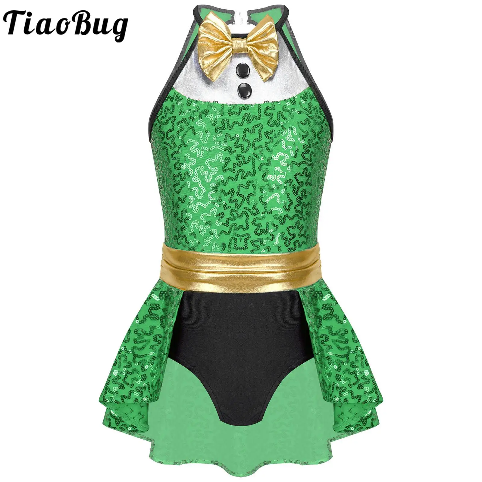 

Kid Girls Halloween Christmas Circus Cosplay Costume Sequin Bowknot Ballet Dance Leotard Dress Theme Party Performance Dancewear