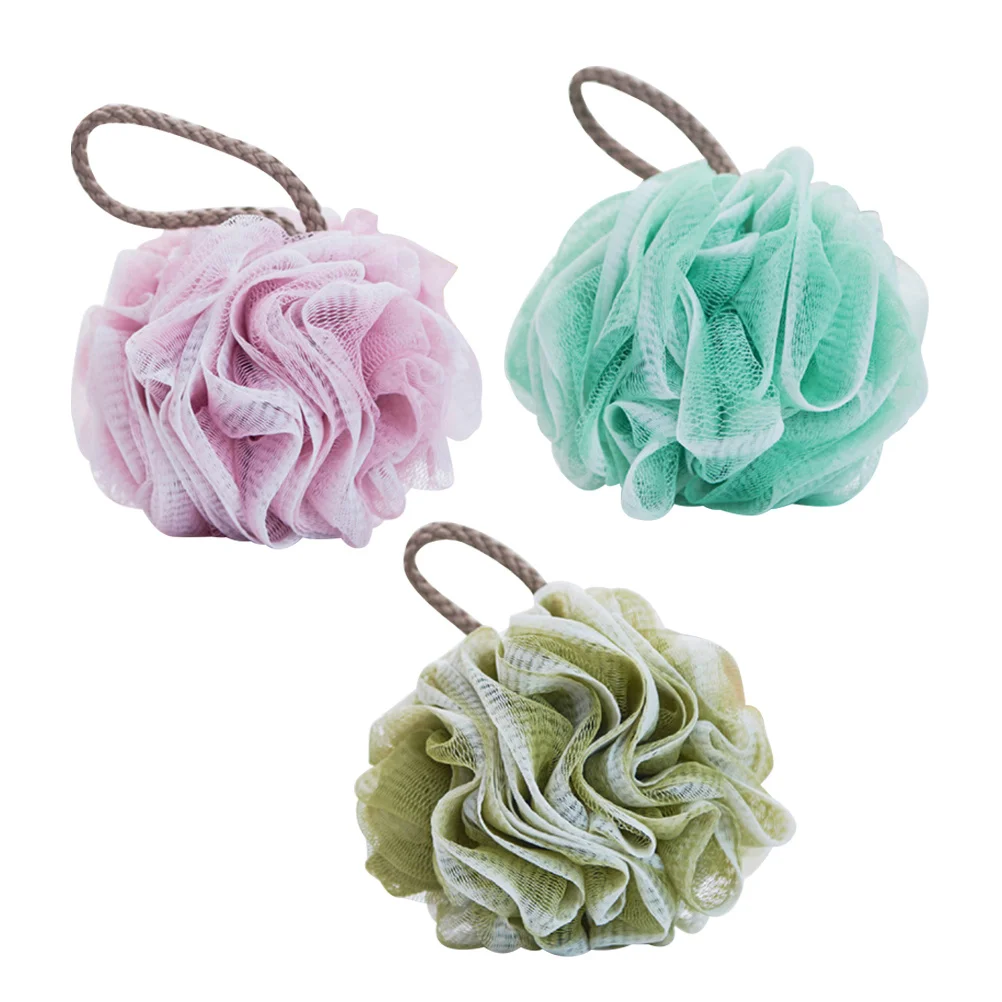 

3Pcs Bath Balls Mesh Shower Ball with Hanging Rope for Effective Body Cleaning Light Green Green Bath Ball