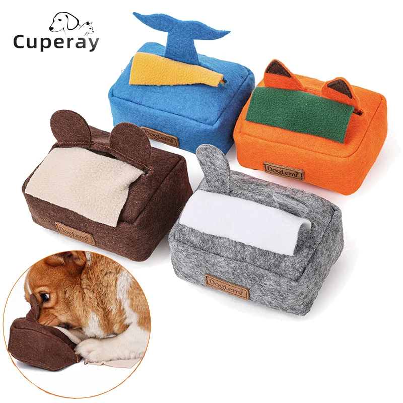 Pet Sniffing Toy Dog Tibetan Food Puzzle Play Training Plush Toys Tissue Box Shaped Puppy Slow Food Interactive Toy Supplies