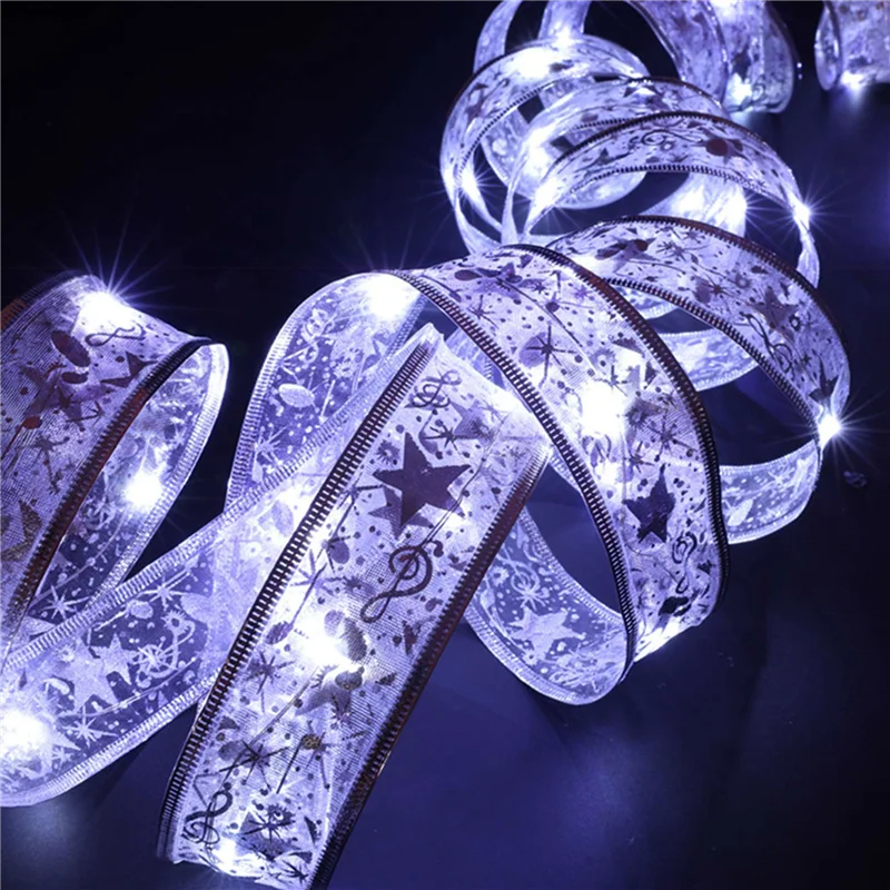 

4 м 40 светодиодов Рождественская елка Лента Свет Украшения Гирлянды DIY Кружевные банты Гирлянда Домашний декор Новогодний свет (C)