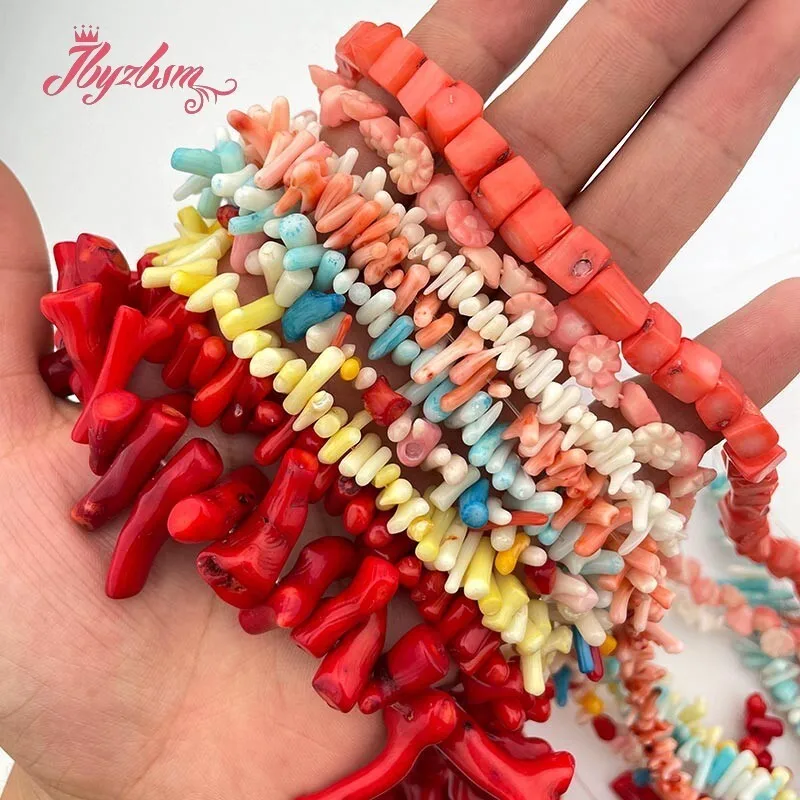 Natural Coral Freefrom Stick Irreuglar Stone Beads for Bracelet Necklace Jewelry Making Strand 15 inches DIY Accessories beads
