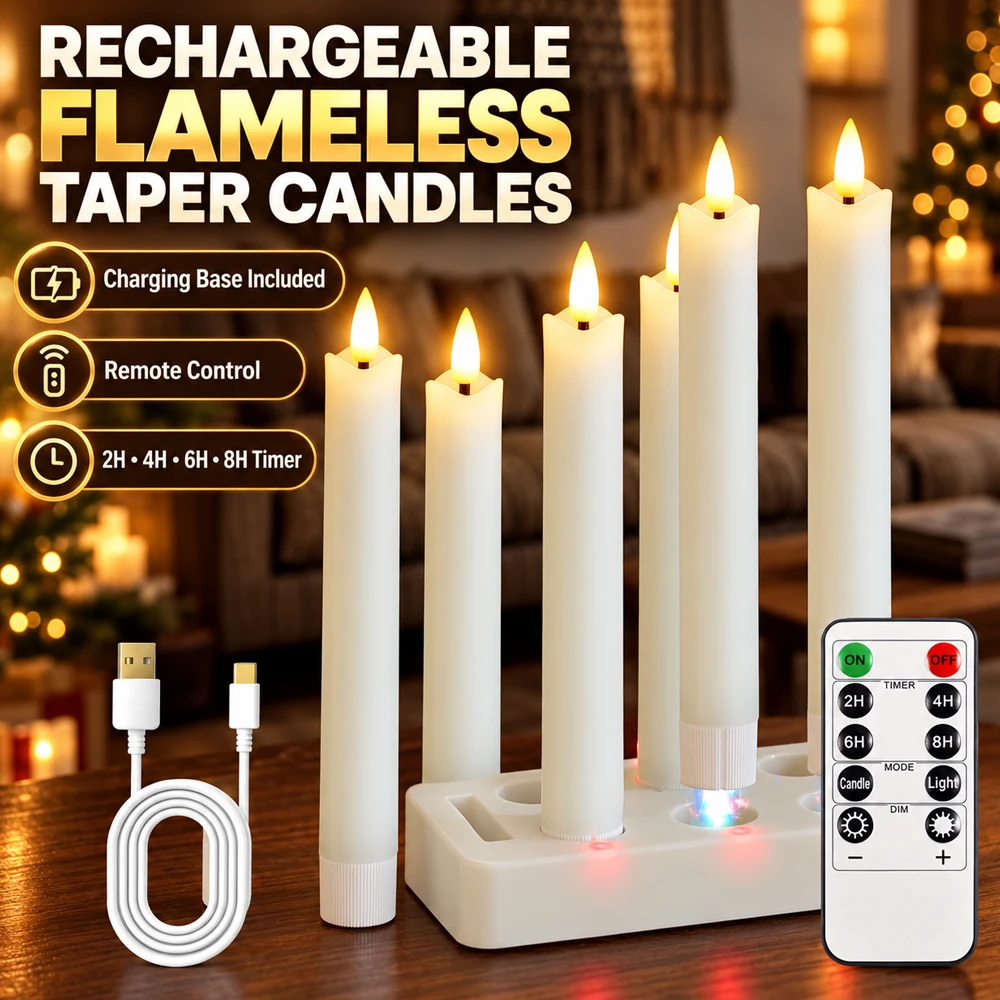 rechargeable-flameless-taper-candles-charging-base-remote-ivory-led-candles-battery-operated-real-wax-rechargeable-candle