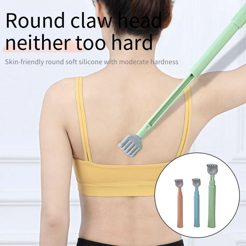 

Soft Silicone Head Back Scratcher Telescopic Back Itching Relief Massager Portable For Old Man Household Manual Massager