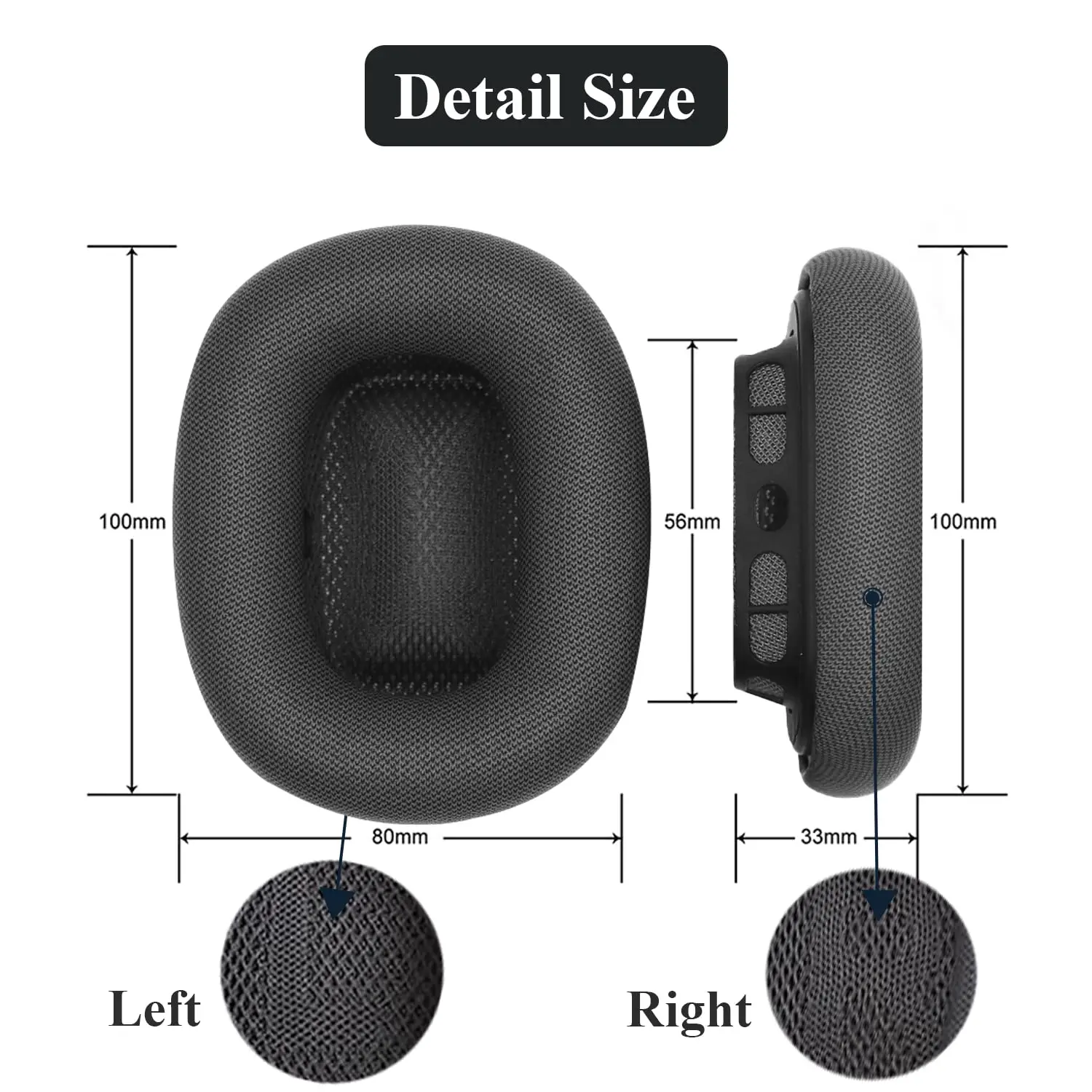 Replacement Ear Pads for AirPods Max Headphone Breathable Mesh Fabric Earpads Covers with Magnet Ear Pads Repair Part(Dark Grey) image 3