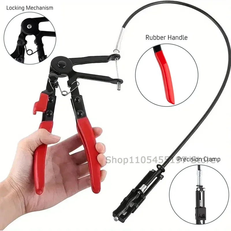 1pc Car Hose Clamp Car Repair Tool Bendable Hose Clamp Cable Type Flexible Cable Long Distance Hose Straight Pipe Bundle Removal