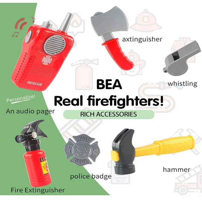 Kinderen Brandweerman Cosplay Speelgoed Sam Brandweerman Uniform Carnaval Speelgoed Simuleert Brandweerman Speelgoed Set Met Hamer Rugzak Voor Kinderen Cadeau