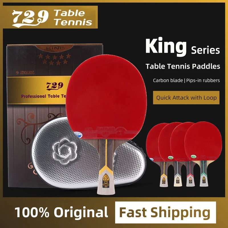 

729 Friendship Original King Table Tennis Racket Professional Carbon Blade Offensive Ping Pong Racket with Premium Rubbers