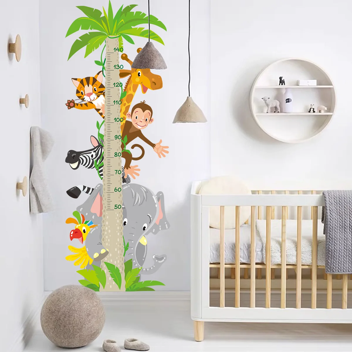 Jungle animal wall sticker cartoon coconut tree bedroom kindergarten decoration children sticker height sticker