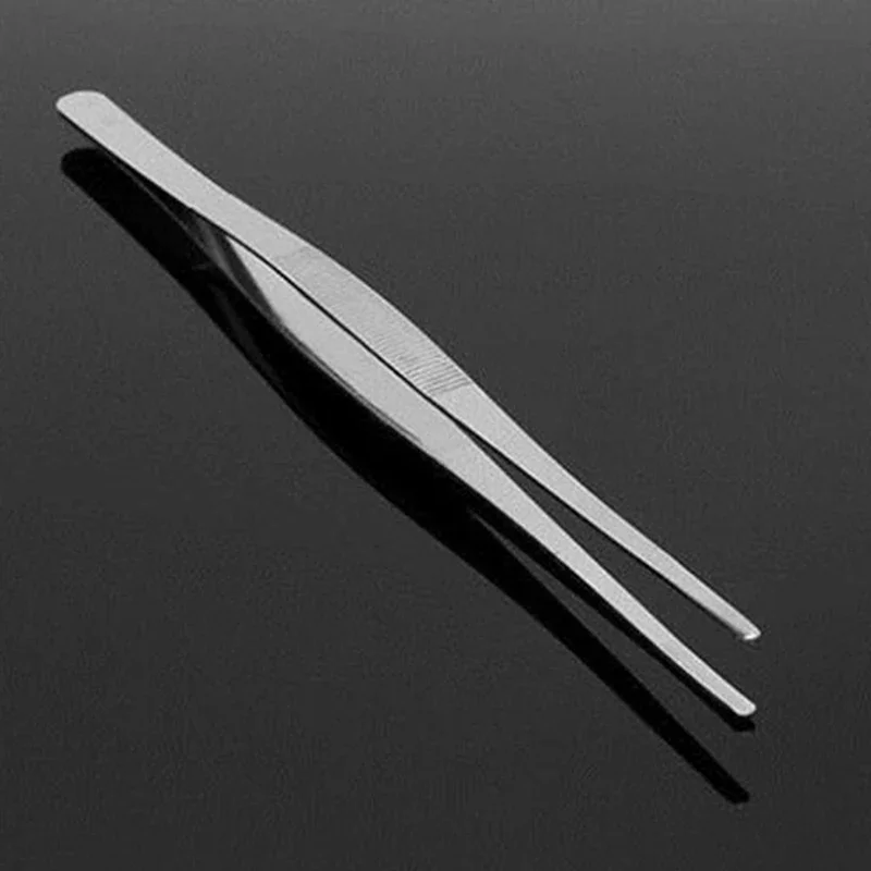 Toothed Tweezers Barbecue Stainless Steel Long Food Tongs Straight Home Medical Tweezer Garden Kitchen BBQ Tool 8 Sizes