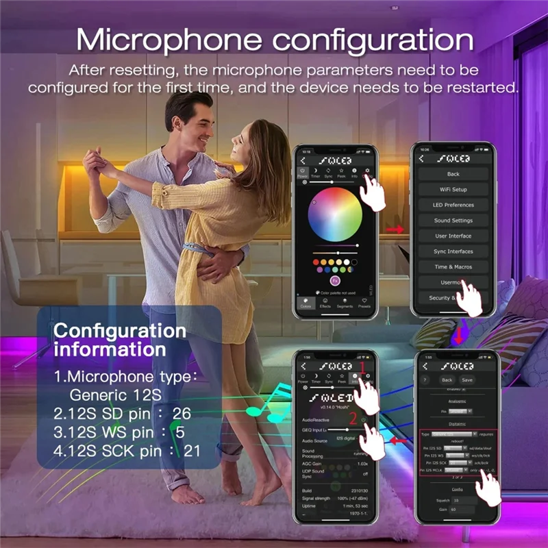 ABLN-GLEDOPTO WLED ESP32 Mini LED Strip Controller LED Strip Controller Withmic Music Sound Mode DC5V USB Dynamic WS2811 WS2812/