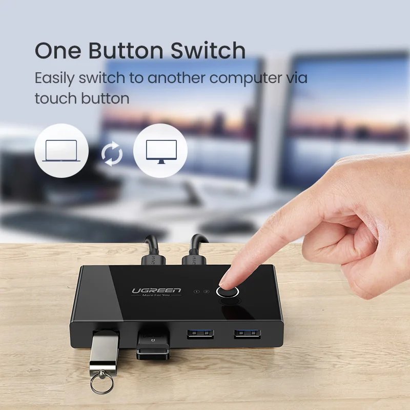 UGREEN Switch USB Switch USB 3.0 2.0 for PC Laptop 2 Computers Sharing 4 USB Devices Peripheral Switcher Sharing Keyboard