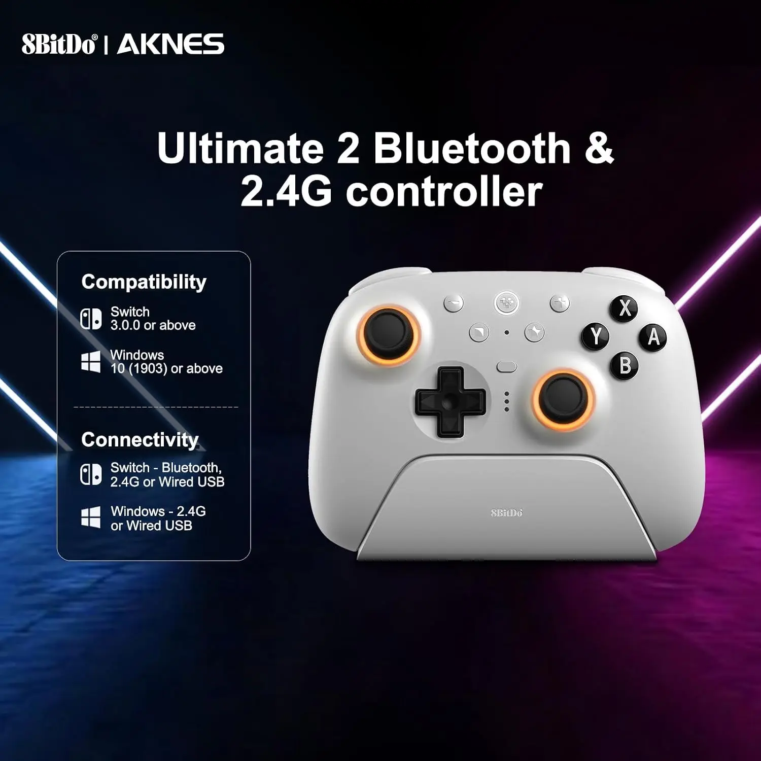 8BitDo Ultimate 2 Bluetooth Controller Gamepad TMR Joysticks Hall Effect Gamepad for PC Nintendo Switch/Switch 2 Controller